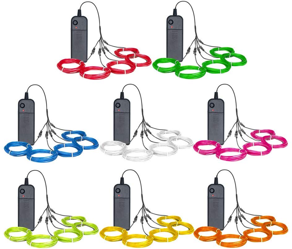EL cable Kit 5 Por 1-Meter (8 Paquete, rojo, Verde, Rosado, Púrpura, Azul, Blanco, Amarillo, naranja)