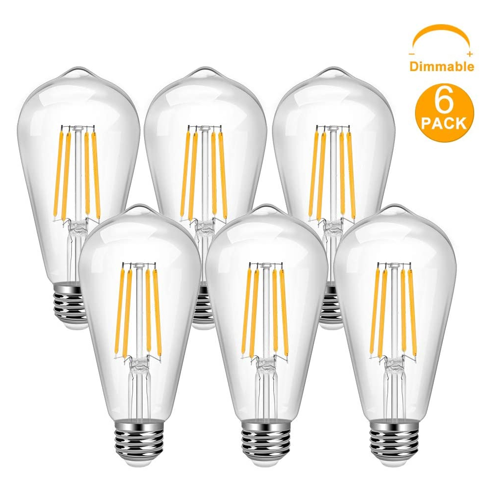 Винтажная светодиодная лампа Эдисона 6 Pack 8W ST64 Светодиодная лампа Эдисона Теплый белый E26 Base