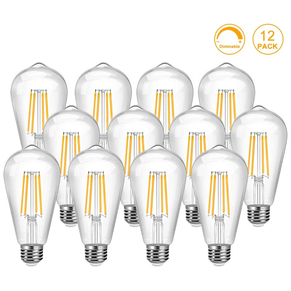 Винтажная светодиодная лампа Эдисона 12 Pack 6W ST64 Светодиодная лампа Эдисона Теплый белый E26 Base