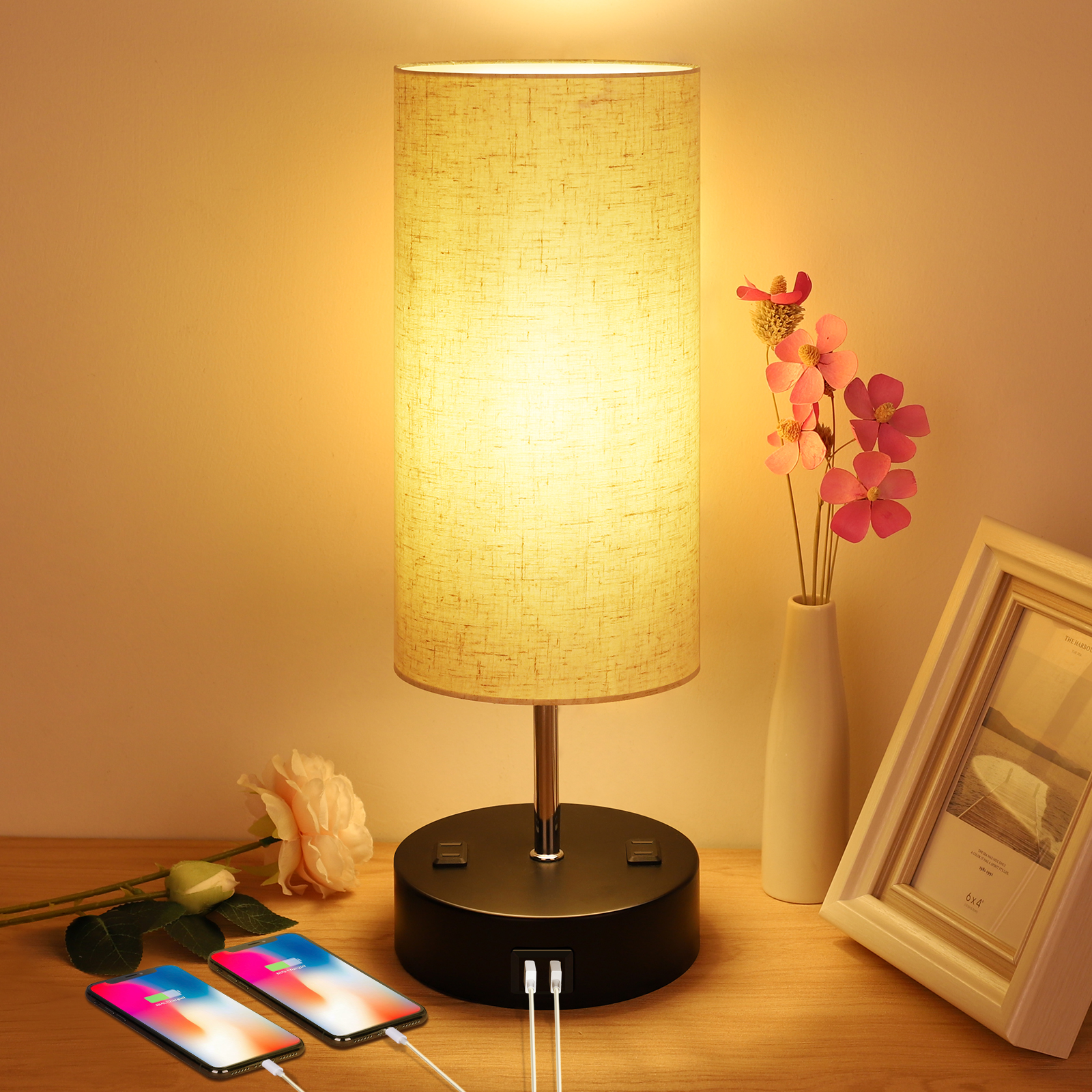 Touch Control Table Lamp, 3 Way Dimmable Touch Lamp Bedside Lamp 